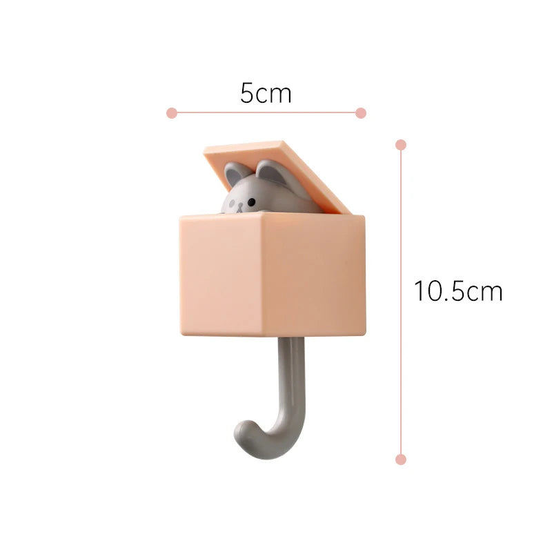 Cartoon Cat Self-Adhesive Door Hook - Cute Animal Decoration Rack