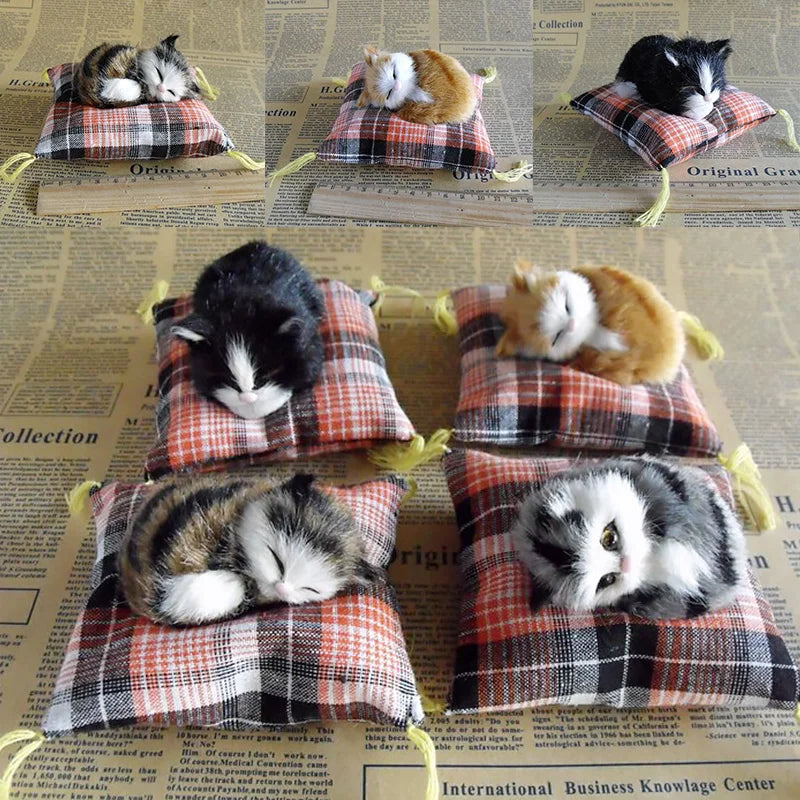Mini Sleeping Cats Ornaments - Cute Plush Home Decor