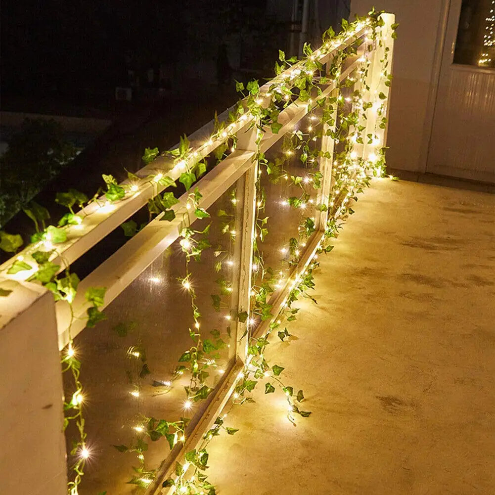 Solar Maple Leaf Fairy Lights - Waterproof Outdoor Garland