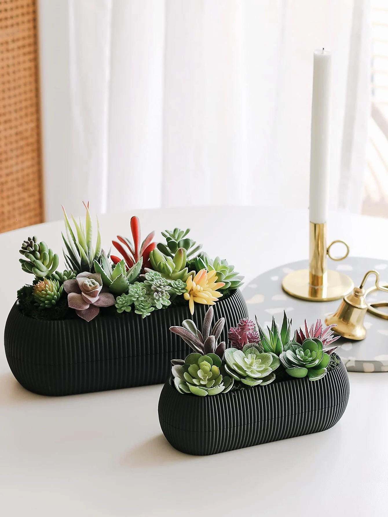 Flocked Artificial Succulent Plants - Realistic Mini Faux Cactus Decor (2/5/10pcs)