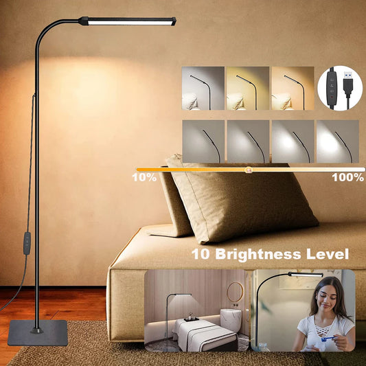 Adjustable LED Floor Lamp - Dimmable Stand Light