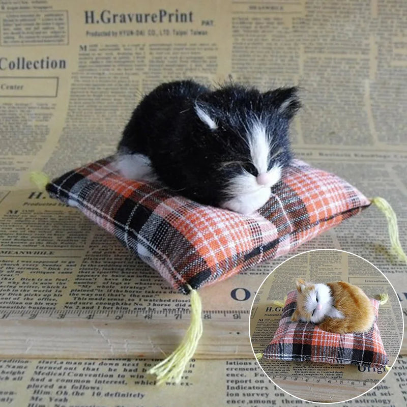 Mini Sleeping Cats Ornaments - Cute Plush Home Decor