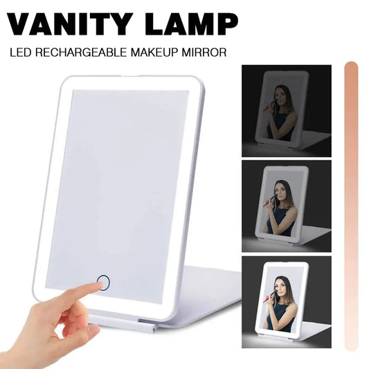 Portable LED Makeup Mirror - Touch Screen, USB Rechargeable