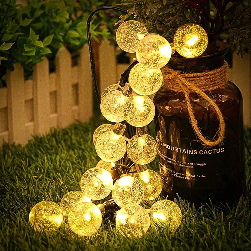 Outdoor Solar Globe String Lights - Waterproof Festoon Fairy