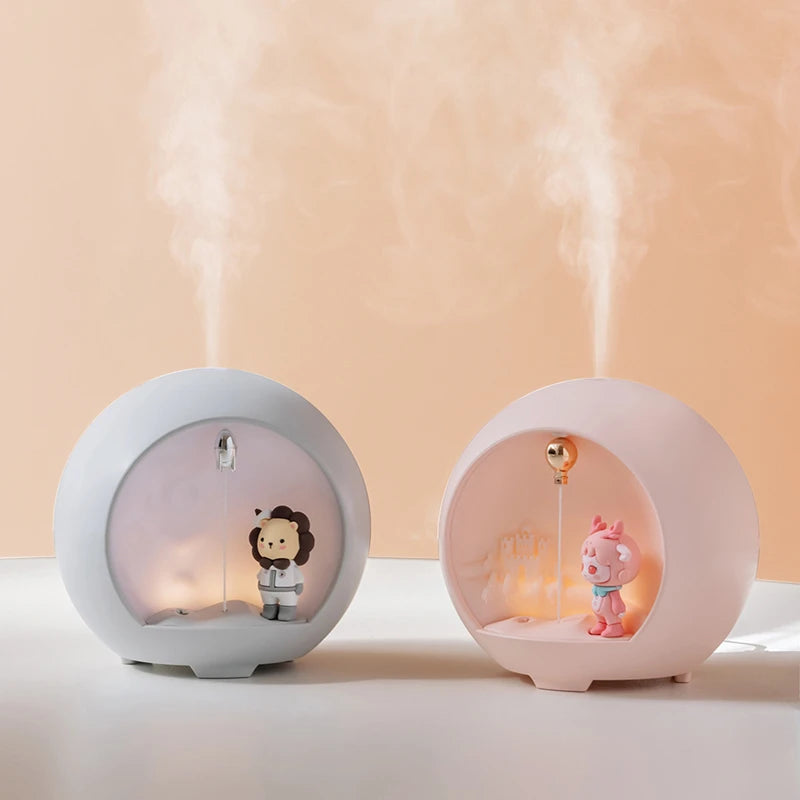 Whimsical Romance: Cute Cartoon Mini Lamp & Humidifier - USB Aromatherapy Diffuser for Rooms!"